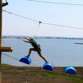 Running the course at First Flight Adventure Park