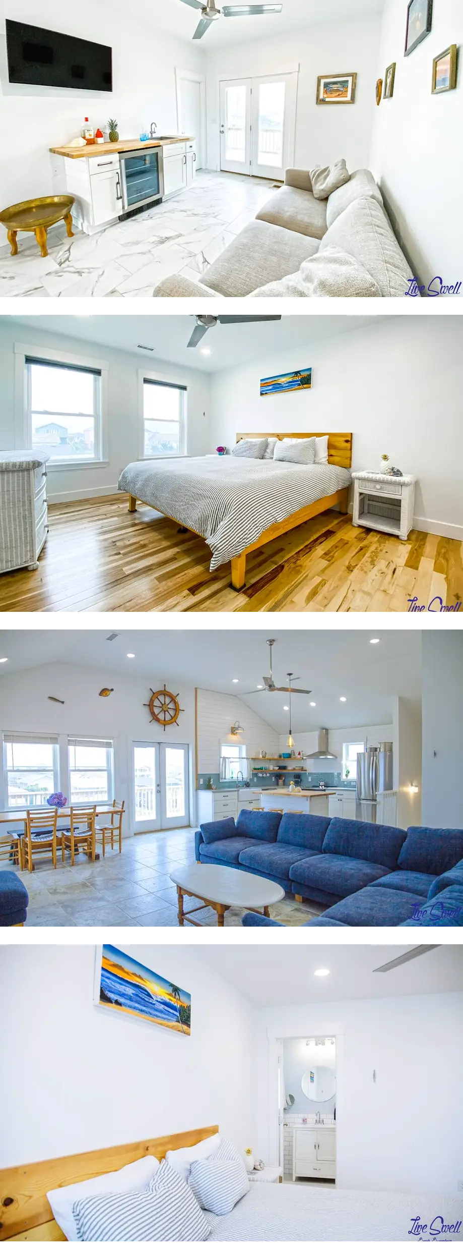 Ocean Views, New Custom Home, Direct Beach Access, CLEAN, Near Pier, + EZ Cart